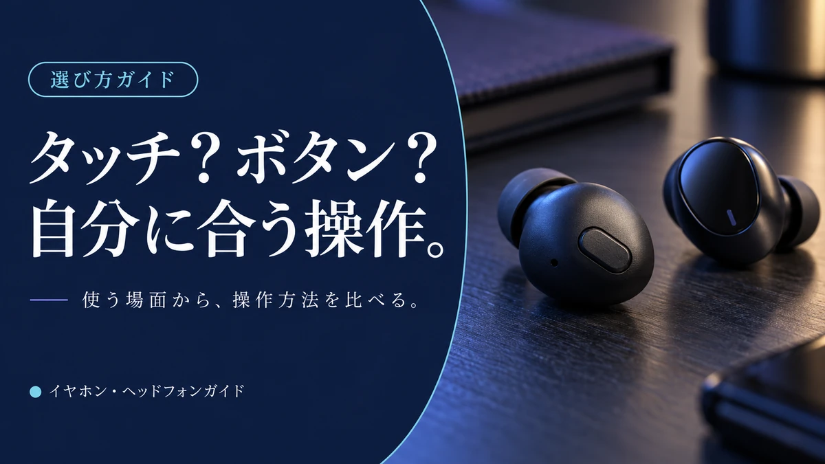 イヤホンのタッチ・ボタン・感圧操作を比較｜使い方で選ぶ3モデル — AI制作のイメージ画像